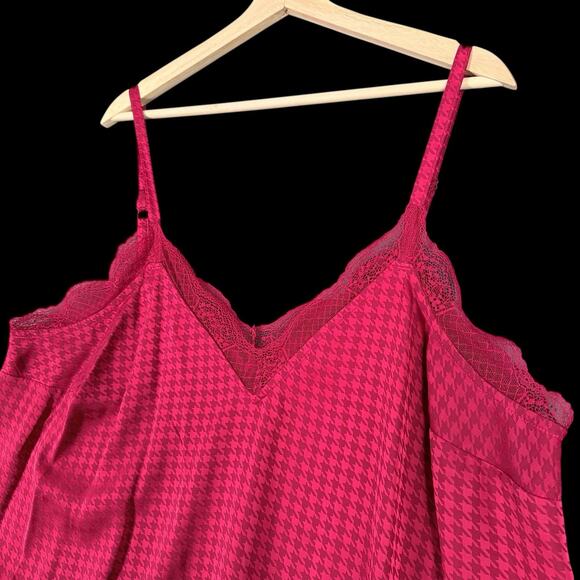 Torrid Womens Lace Trim Cami Top Sz 1X Red Houndstooth Spaghetti Strap - Picture 7 of 10